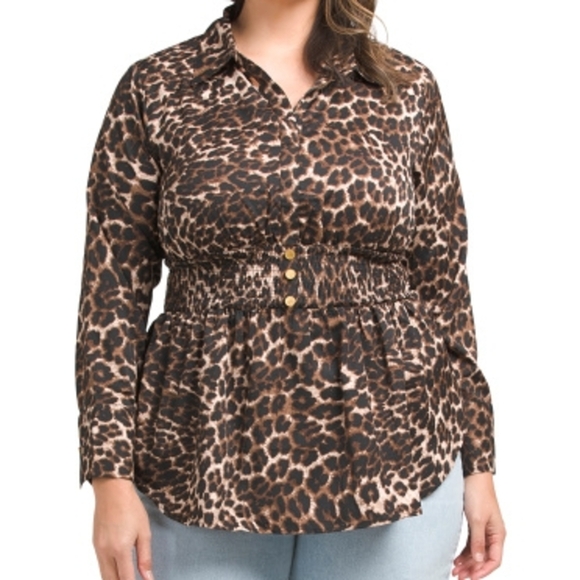 US Together Plus Crepe Smocked Waist Blouse - Picture 1 of 6